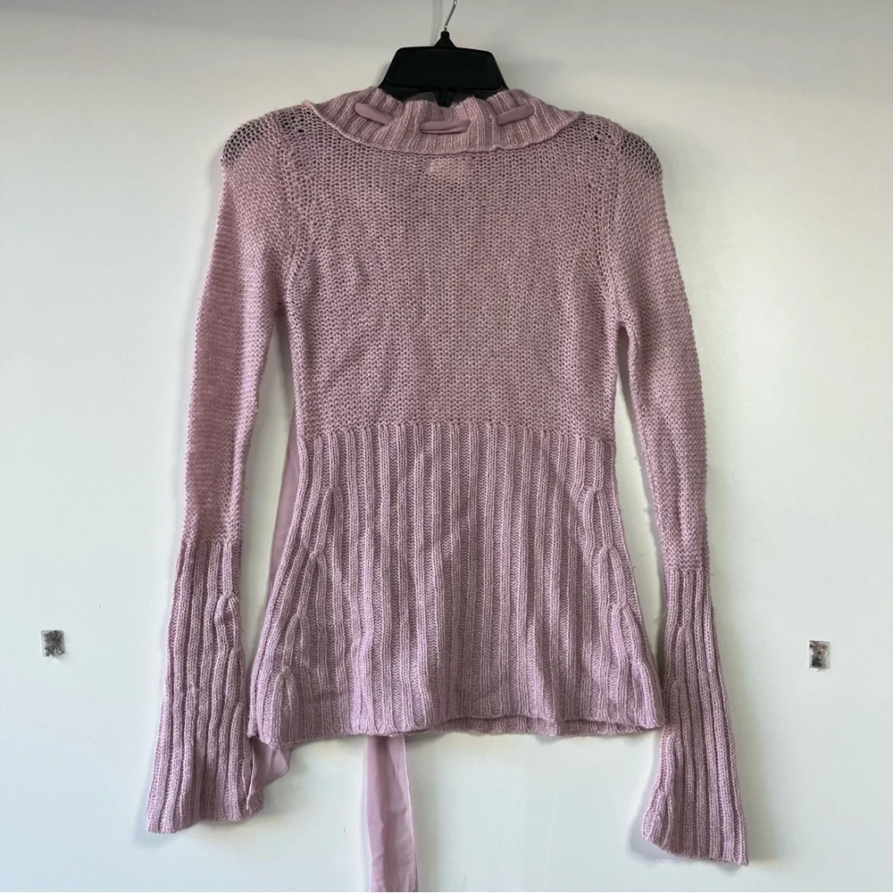 Sleeping on snow Anthropologie pink wool scarf neck knit sweater - Picture 3 of 3